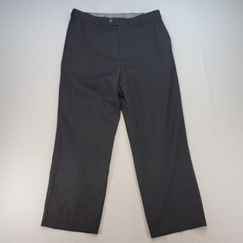 Croft & Barrow Dress Pants Mens 36x32 Black Flat Front Straight Leg Trousers